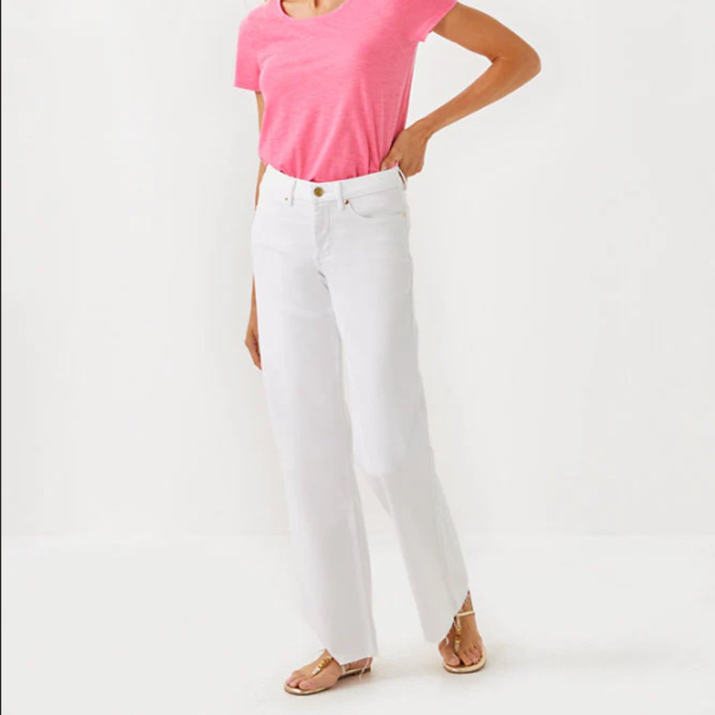 Nwt $178 Lilly Pulitzer 33” Aniston High Rise Straight Leg Jean Resort White